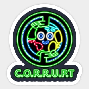 CORRUPT Logo Neon Sign from The Amazing World of Gumball Top Left Sticker